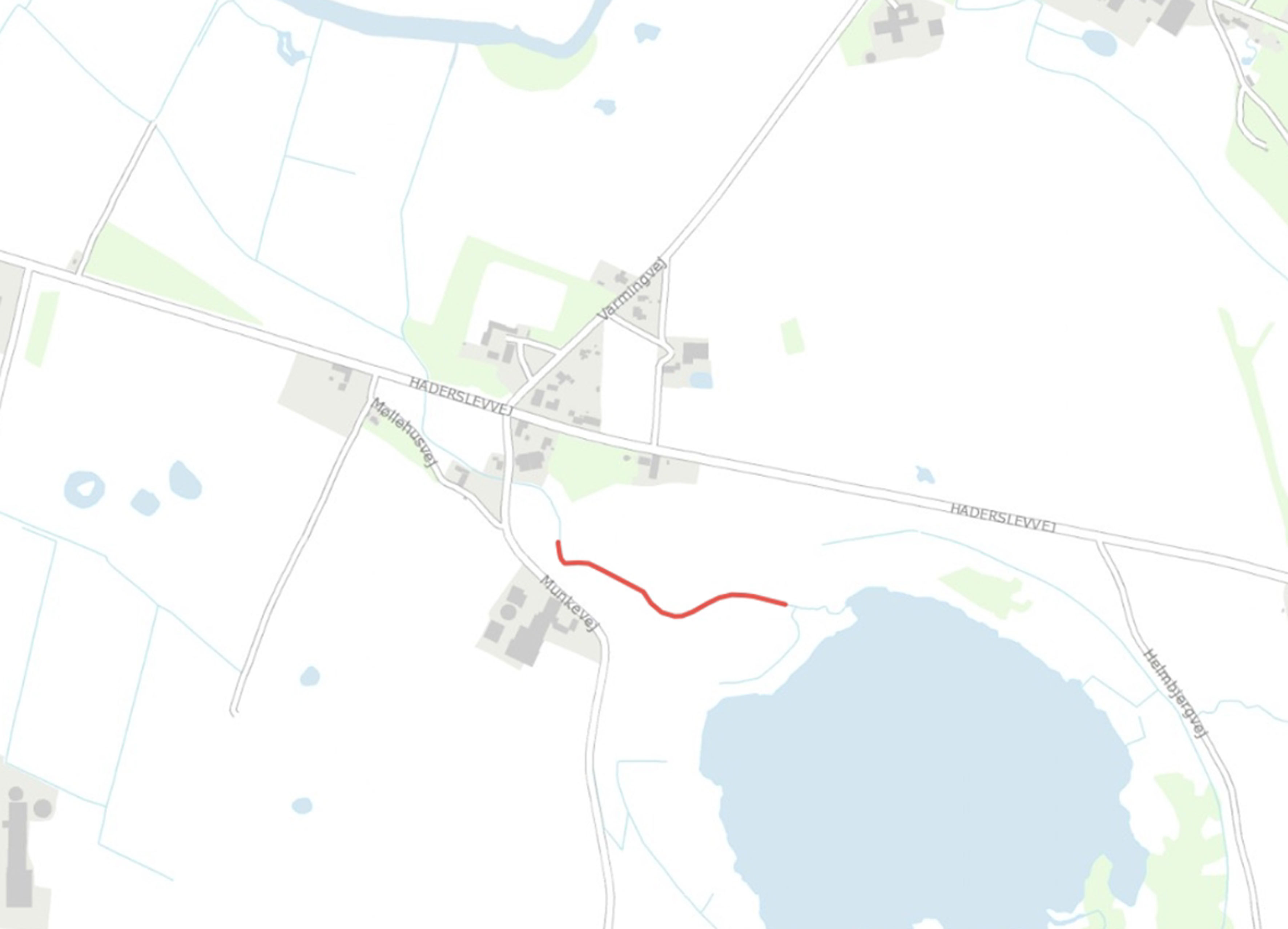 Projektstrækningen i Skallebæk ved Munkevej